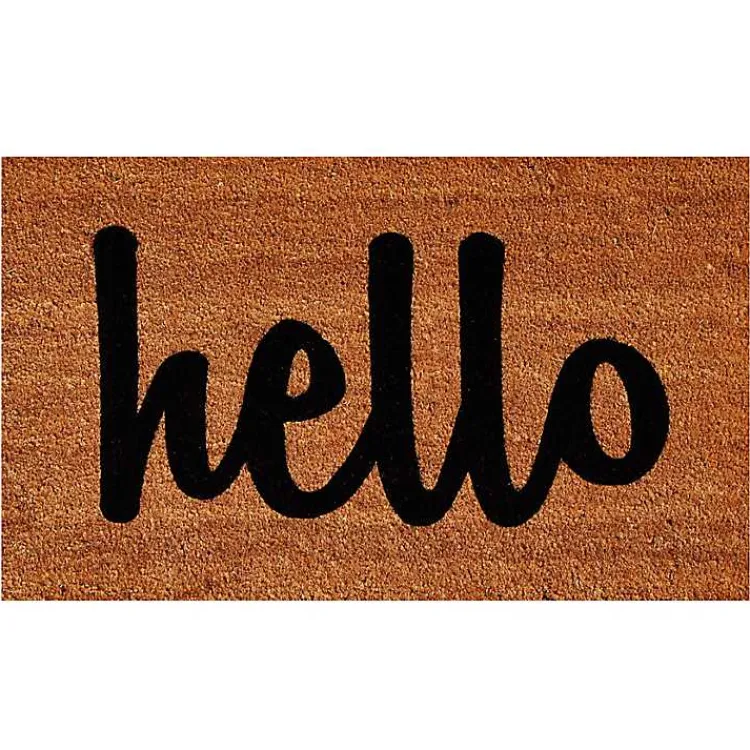 Kirklands Home Natural and Black Coir Hello Doormat, 29x17 in. Sale