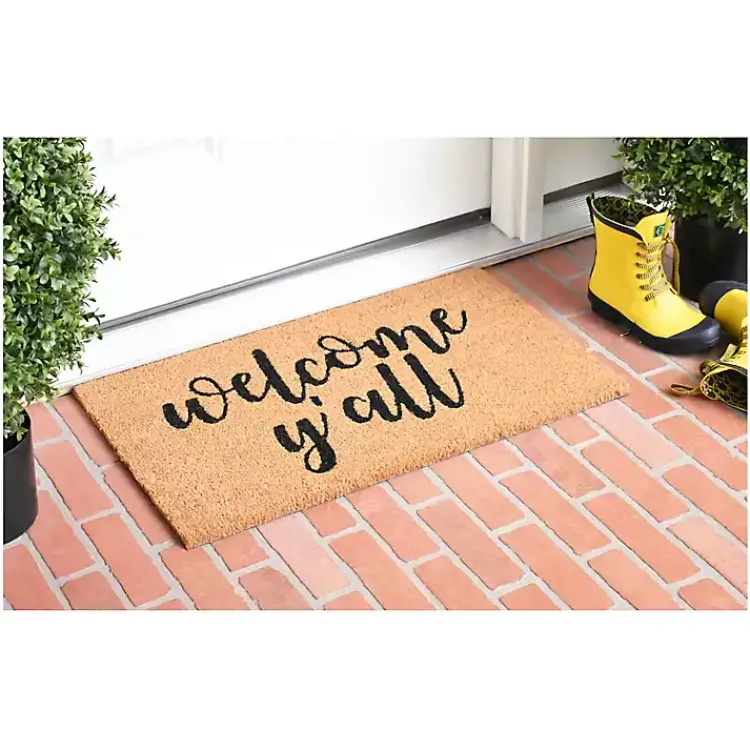Kirklands Home Natural and Black Welcome Y'all Doormat Best