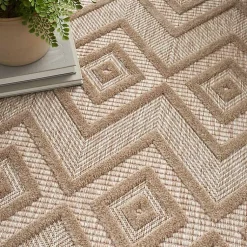 Kirklands Home Natural Beige Diamond Indoor/Outdoor Area Rug, 4x6 Tan Best