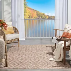 Kirklands Home Natural Beige Diamond Indoor/Outdoor Area Rug, 4x6 Tan Best