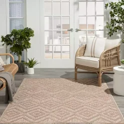 Kirklands Home Natural Beige Diamond Indoor/Outdoor Area Rug, 5x7 Tan New