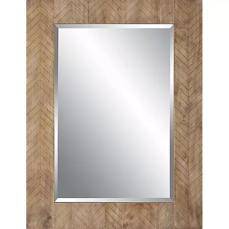 Kirklands Home Natural Chevron Wood Wall Mirror Clearance