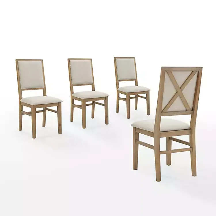 Kirklands Home Natural Cream Upholstered Dining Chairs, Set of 4 Ivory Best