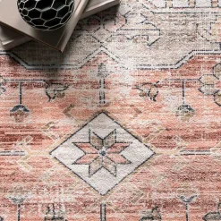 Kirklands Home Natural Faded Vintage Washable Area Rug, 5x8 Online