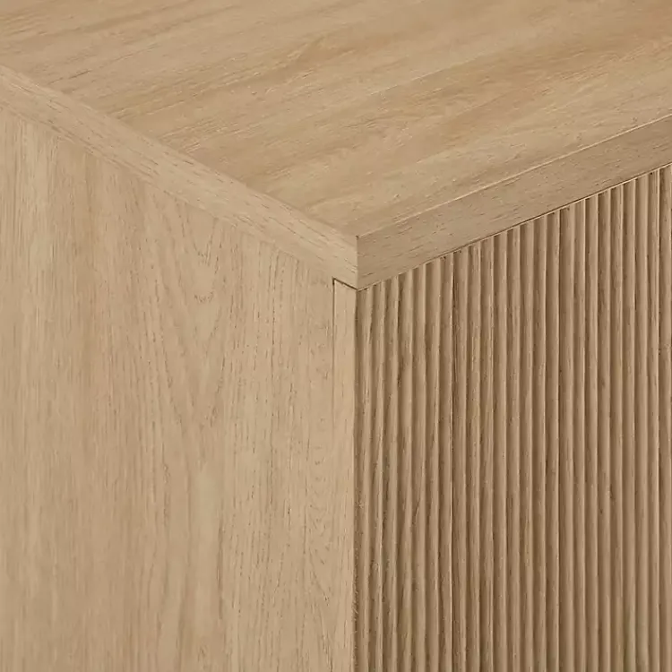 Kirklands Home Natural Fluted Wood Scandinavian Cabinet Tan Online