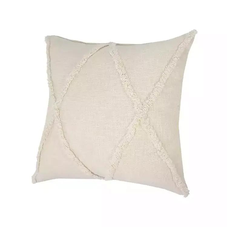 Pillows>Kirklands Home Natural Fringe Diamond Pillow, 26 in. Tan