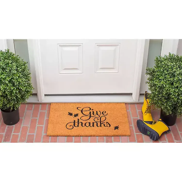 Fall>Kirklands Home Natural Give Thanks Thanksgiving Doormat, 29 in.