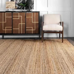Kirklands Home Natural Hand Woven Rigo Jute Area Rug, 10x14 Tan Sale