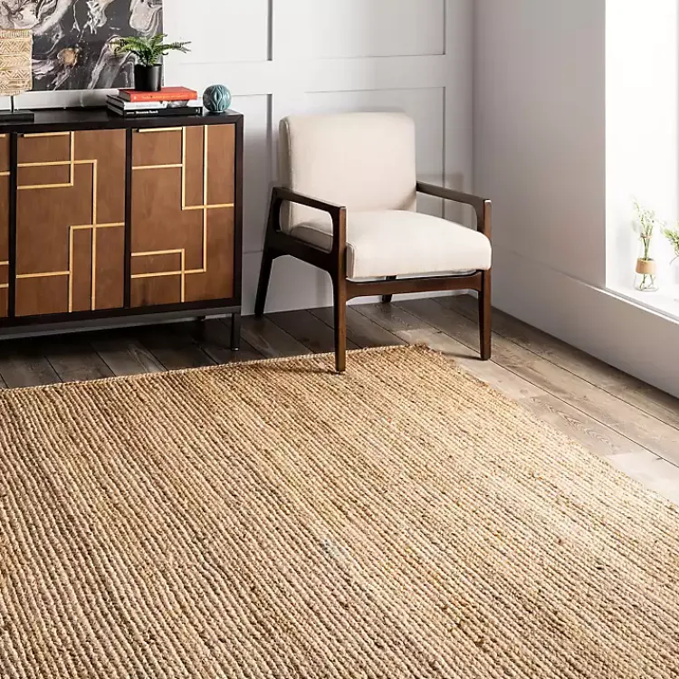 Kirklands Home Natural Hand Woven Rigo Jute Area Rug, 9x12 Tan
