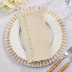 Kirklands Home Natural Leno Striped Napkins, Set of 4 Tan Clearance