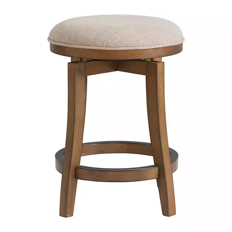 Kirklands Home Natural Linen Barrel Base Swivel Counter Stool Tan Discount