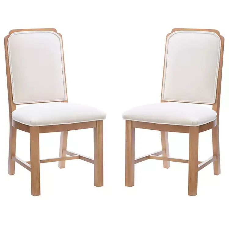 Kirklands Home Natural Linen Scalloped Dining Chairs, Set of 2 White Clearance