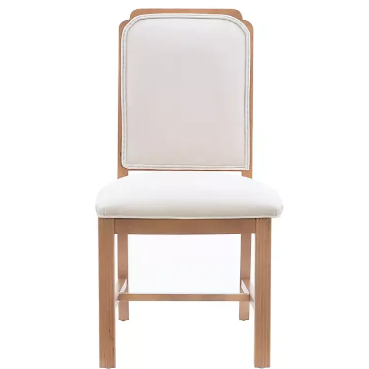 Kirklands Home Natural Linen Scalloped Dining Chairs, Set of 2 White Clearance