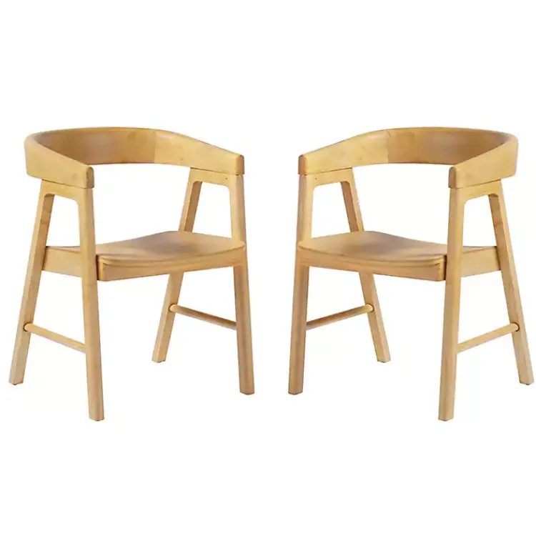 Kirklands Home Natural Rounded Modern Dining Chairs, Set of 2 Tan