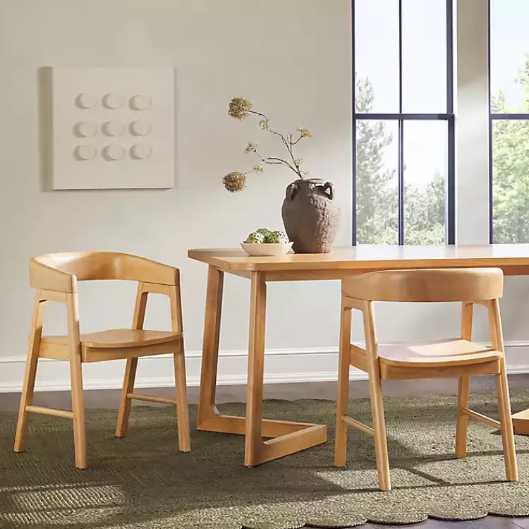 Kirklands Home Natural Rounded Modern Dining Chairs, Set of 2 Tan