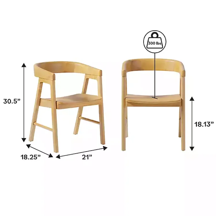Kirklands Home Natural Rounded Modern Dining Chairs, Set of 2 Tan