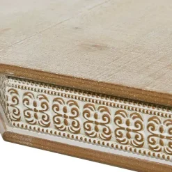 Kirklands Home Natural Rustic Wood Octagon Accent Table