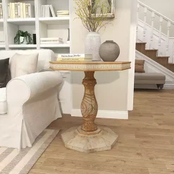 Kirklands Home Natural Rustic Wood Octagon Accent Table