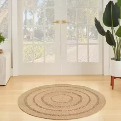Kirklands Home Natural Seagrass Indoor/Outdoor Area Rug, 3x3 Tan New