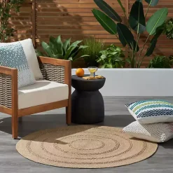 Kirklands Home Natural Seagrass Indoor/Outdoor Area Rug, 5x5 Tan New