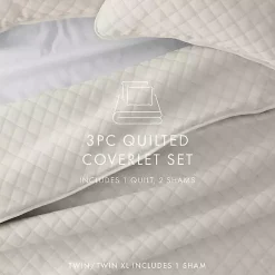 Kirklands Home Natural Stitched Diamond 2-pc. Twin Quilt Set Ivory Sale
