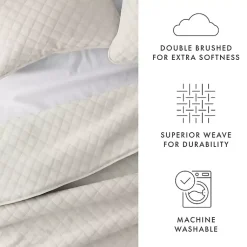 Kirklands Home Natural Stitched Diamond 3-pc. Queen Quilt Set Ivory Best