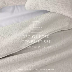 Kirklands Home Natural Stitched Floral 2-pc. Twin Quilt Set Ivory Best