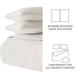 Kirklands Home Natural Stitched Floral 3-pc. Queen Quilt Set Ivory Hot
