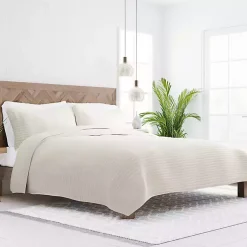 Kirklands Home Natural Stitched Stripes 3-pc. Queen Quilt Set Best