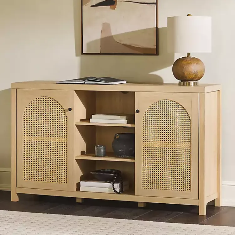 Kirklands Home Natural Wood and Rat 2-Door Sideboard Tan Discount