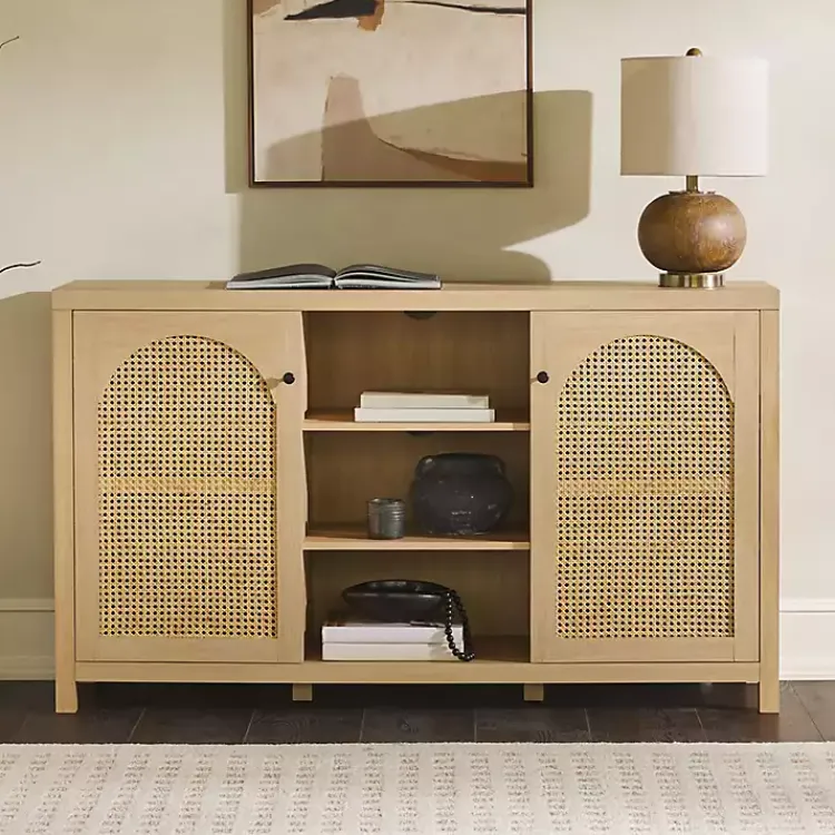 Kirklands Home Natural Wood and Rat 2-Door Sideboard Tan Discount