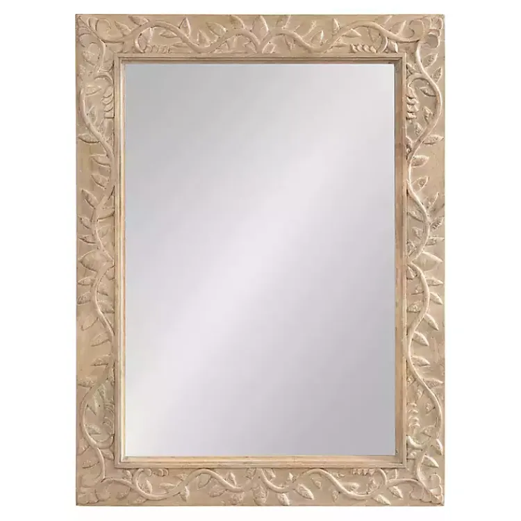 Kirklands Home Natural Wood Ornate Carved Wall Mirror Tan Best