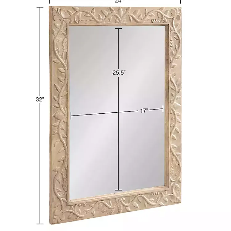 Kirklands Home Natural Wood Ornate Carved Wall Mirror Tan Best