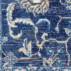 Kirklands Home Navy and Beige Botanical Area Rug, 7x9