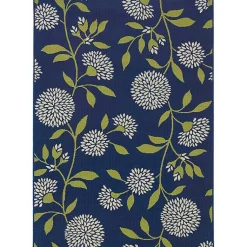 Kirklands Home Navy and Green Floral Vine Outdoor Area Rug, 3x5 Clearance