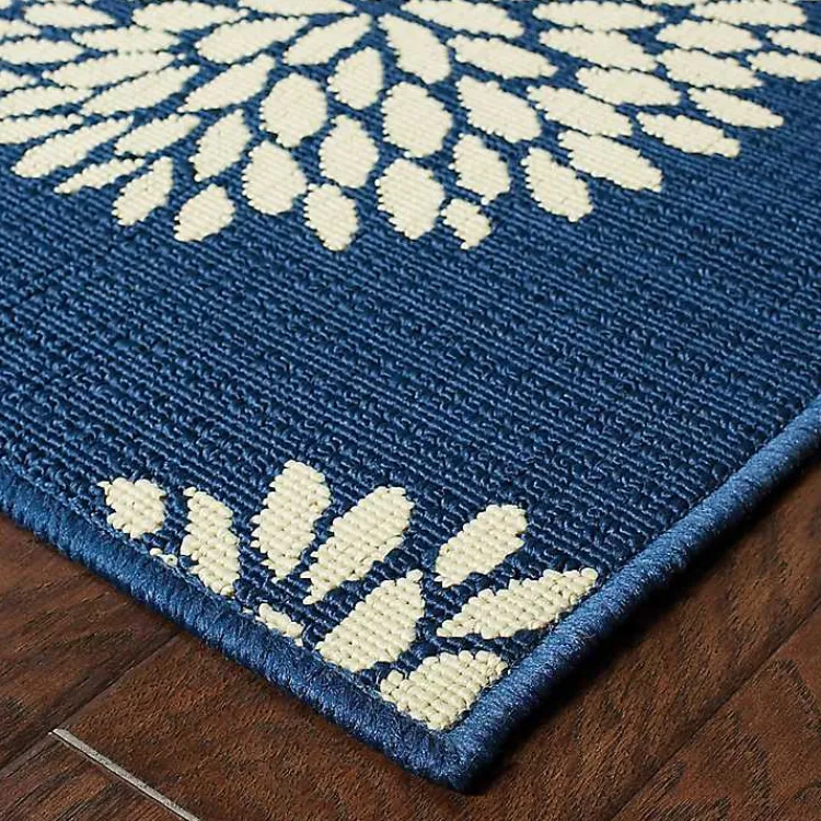 Kirklands Home Navy and Green Floral Vine Outdoor Area Rug, 5x7 Discount