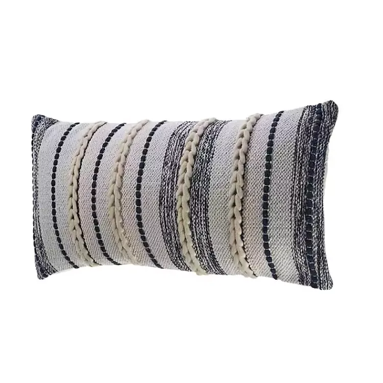 Pillows>Kirklands Home Navy and White Braided Accent Pillow Blue