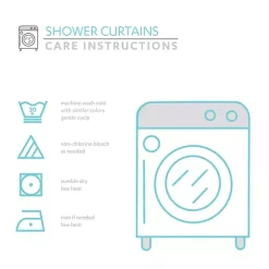 Kirklands Home Navy and White Button Accent Linen Shower Curtain Blue Clearance