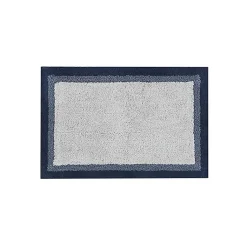 Kirklands Home Navy Border Cotton Bath Mat, 20x30 Blue Outlet