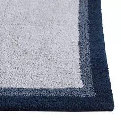 Kirklands Home Navy Border Cotton Bath Mat, 27x45 Blue New