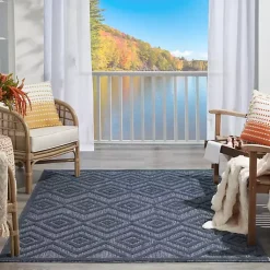 Kirklands Home Navy Diamond Indoor/Outdoor Area Rug, 4x6 Blue New