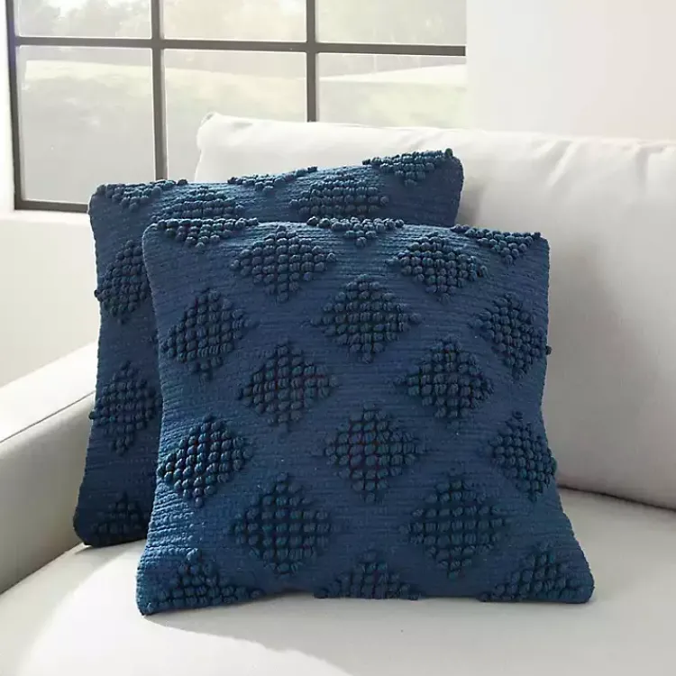 Pillows>Kirklands Home Navy Knotted Diamond Throw Pillows, Set of 2 Blue