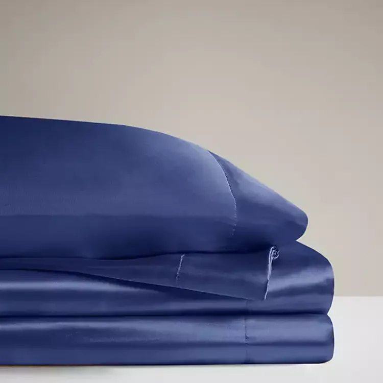 Kirklands Home Navy Blue Satin 6-pc. California King Sheet Set Gray Discount