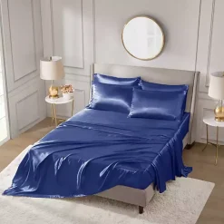 Kirklands Home Navy Satin 6-pc. King Sheet Set Blue Clearance
