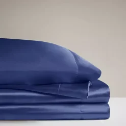 Kirklands Home Navy Satin 6-pc. Queen Sheet Set Blue Clearance