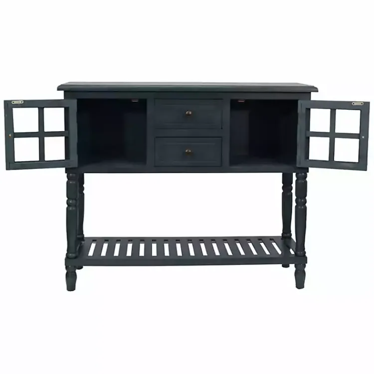 Kirklands Home Navy Slatted Windowpane Console Table Blue Discount