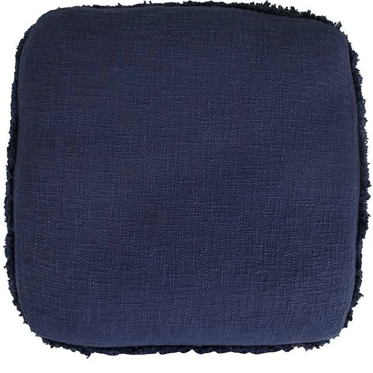 Poufs & Floor Cushions>Kirklands Home Navy Tufted Stripe Cotton Square Pouf Blue