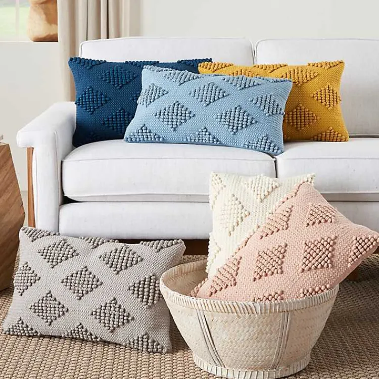 Pillows>Kirklands Home Navy Woven Diamonds Lumbar Pillow Blue