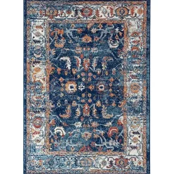 Kirklands Home Navy Bordered Pattern Area Rug, 5x7 Discount