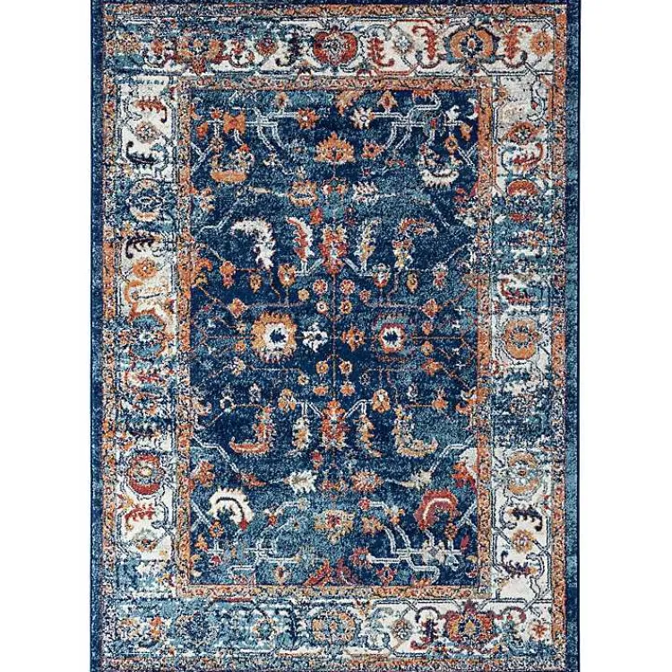 Kirklands Home Navy Bordered Pattern Area Rug, 7x9